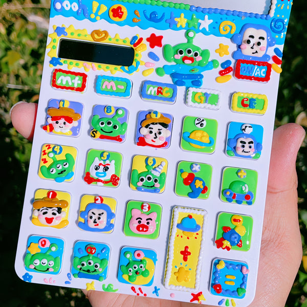 DIY Hand-Painted Toy Story Calculator, Dual Power for Students & Office, Unique Handmade