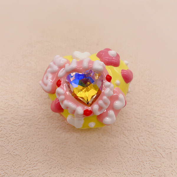 Heartbeat Radiance: Individually Hand-Painted Squishy Zircon Heart Bead