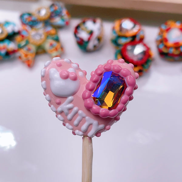 Infinite Pulse: Individually Hand-Painted Large Heart Bead with Square Zircon