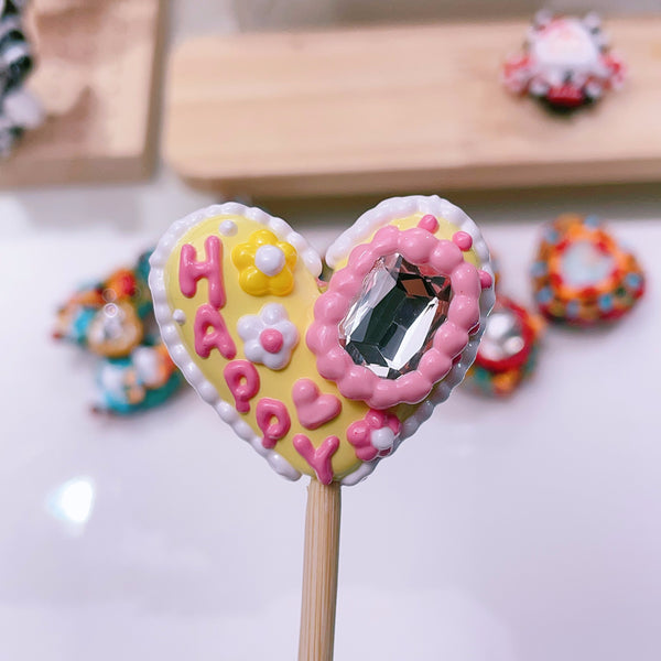 Infinite Pulse: Individually Hand-Painted Large Heart Bead with Square Zircon