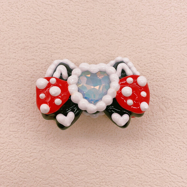 Crimson Noir: Hand-Painted Zircon Beads